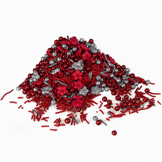 Edible Decorating Sprinkles: Red & Silver Assorted
