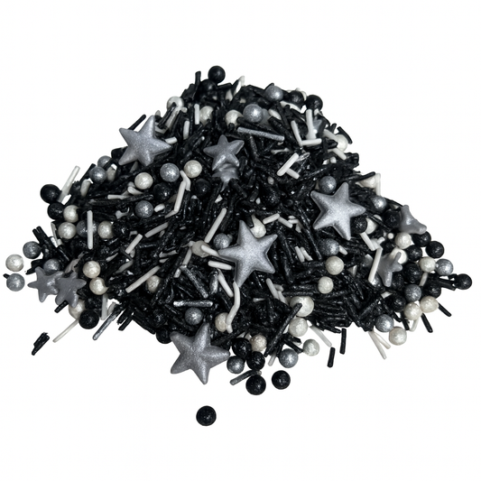 Edible Decorating Sprinkles: Midnight - Silver & Black Assorted