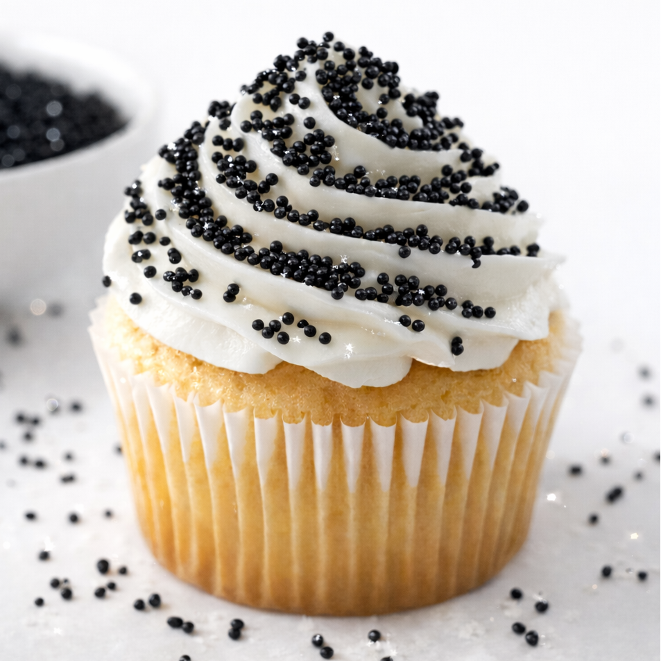 Black Glitter Non Pareils - 100s & 1000s