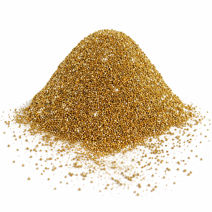 A pile of gold non pareil sprinkles