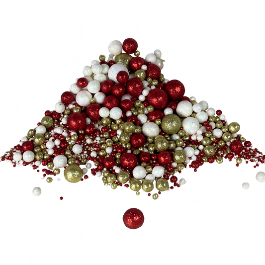 Cake Decorating Dragees: Firecracker - Red, White & Gold Glitter