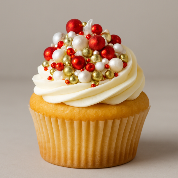 Cake Decorating Dragees: Firecracker - Red, White & Gold Glitter