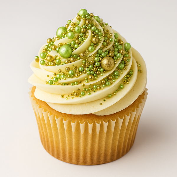Cake Decorating Dragees: Sage - Green & Gold Glitter