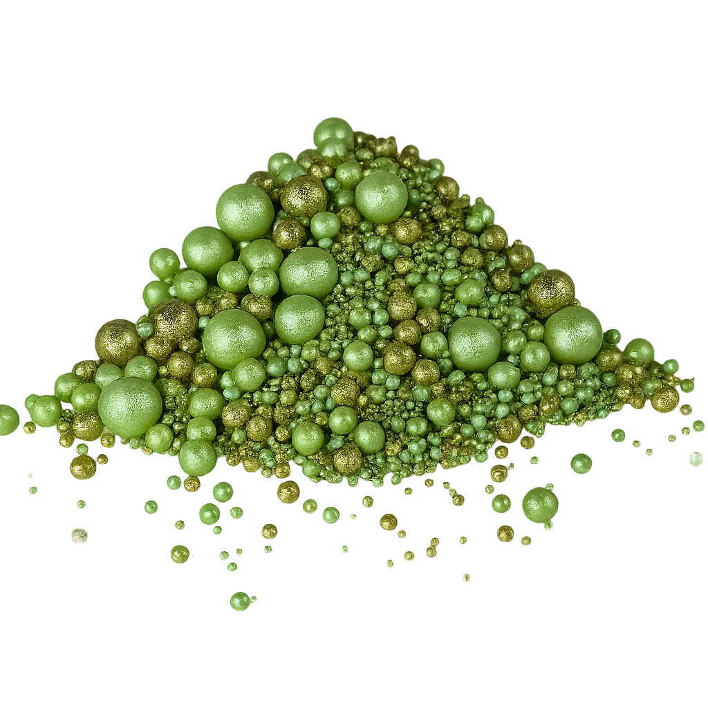Cake Decorating Dragees: Sage - Green & Gold Glitter