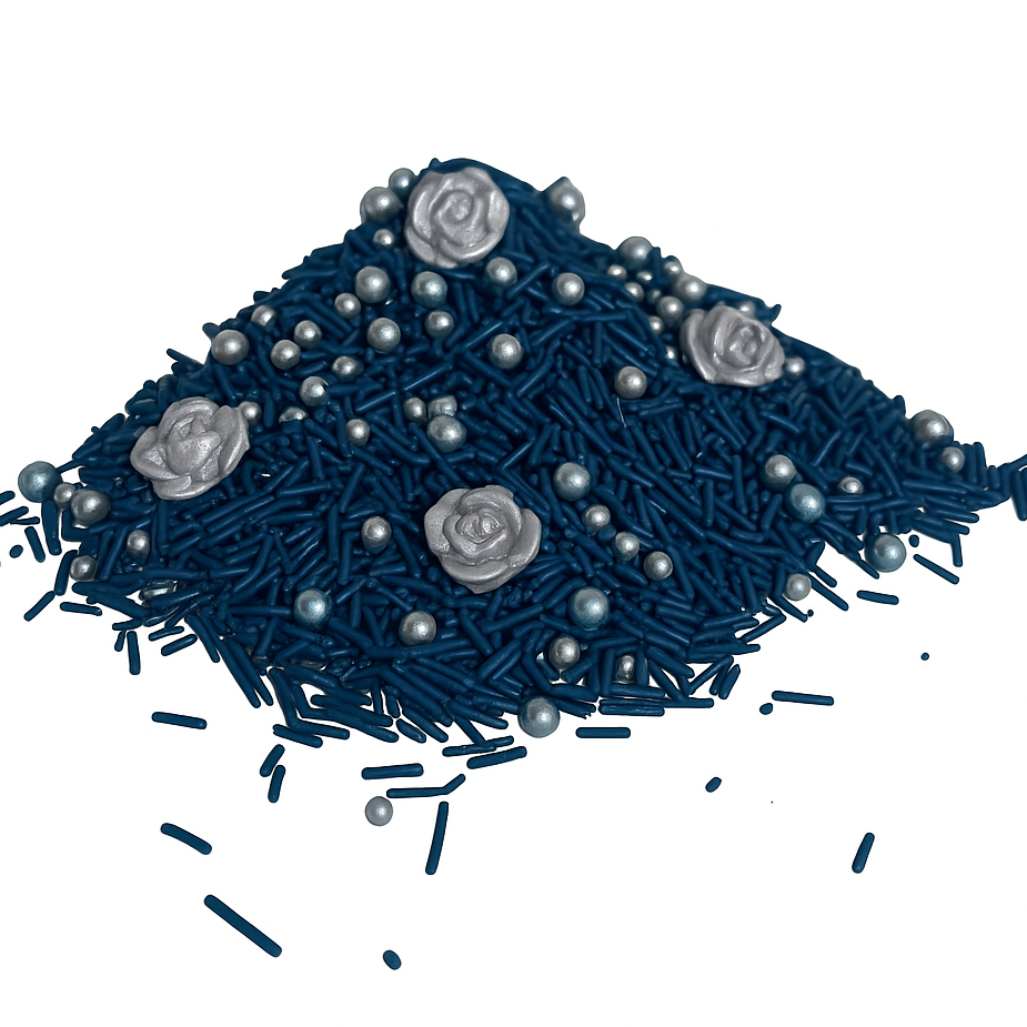 Edible Decorating Sprinkles: In The Navy - Silver & Blue Assorted