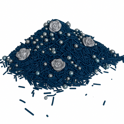 Edible Decorating Sprinkles: In The Navy - Silver & Blue Assorted