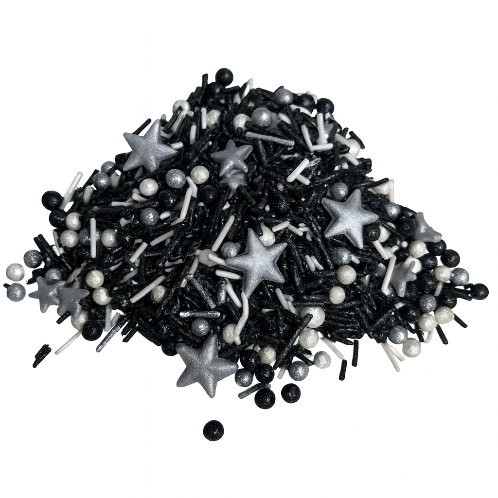 Edible Decorating Sprinkles: Midnight - Silver & Black Assorted