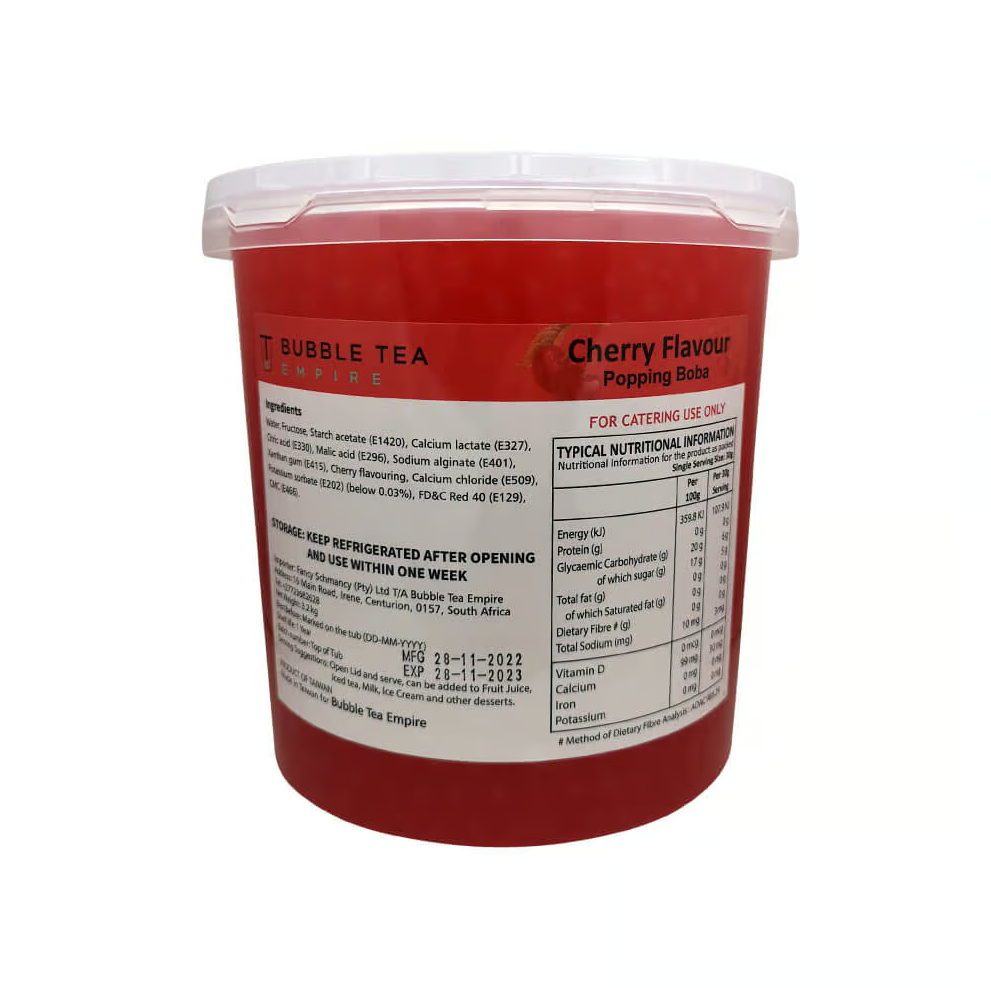 Cherry Bubble Tea/ Popping Boba Tea