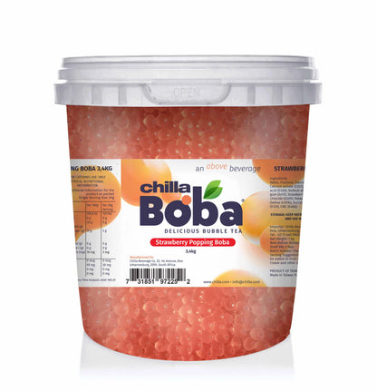 Strawberry Bubble Tea/ Popping Boba Tea