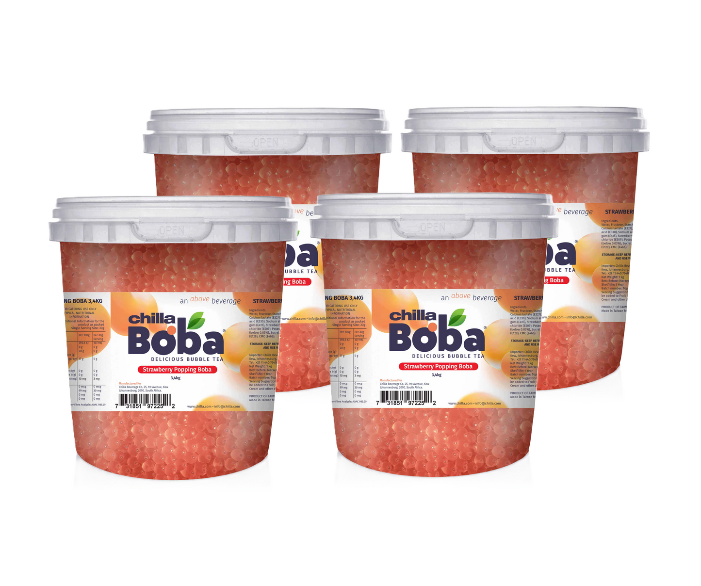 Strawberry Bubble Tea/ Popping Boba Tea
