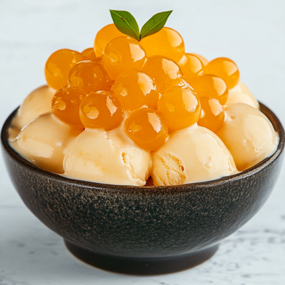 Passionfruit Bubble Tea/ Popping Boba Tea