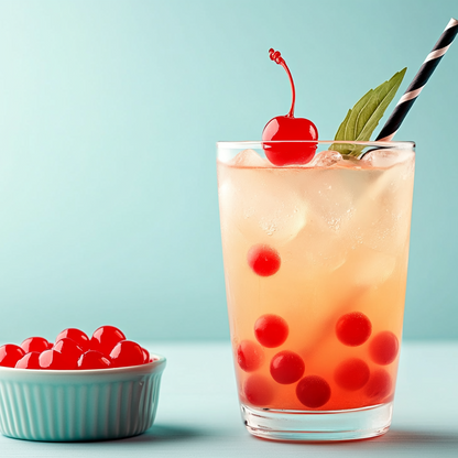 Cherry Bubble Tea/ Popping Boba Tea